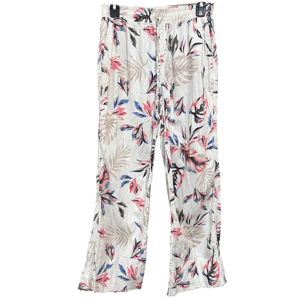 Briggs Pants S Pink Blue Beige Linen Blend Tropical Beach DIY Cut Off Raw Hem